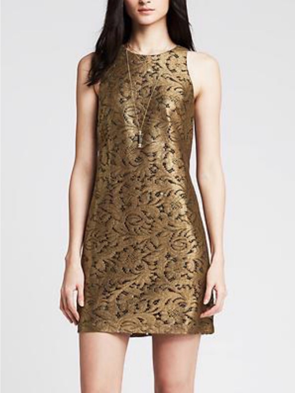 Banana Republic Metallic Gold Brocade Mini Dress